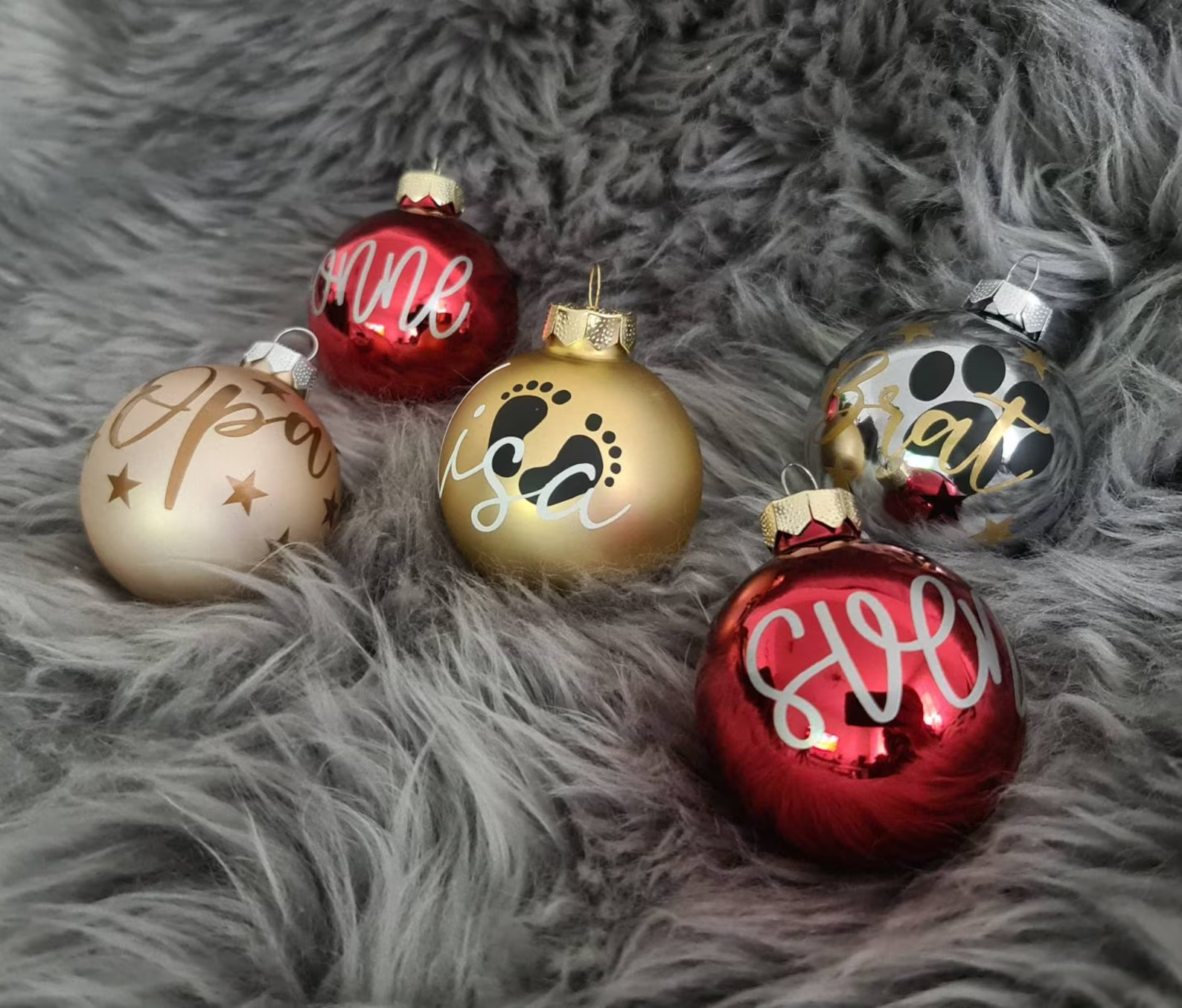 Weihnachtskugel Aufkleber, Schriftzug, inkl. Sterne, Christbaumkugel
