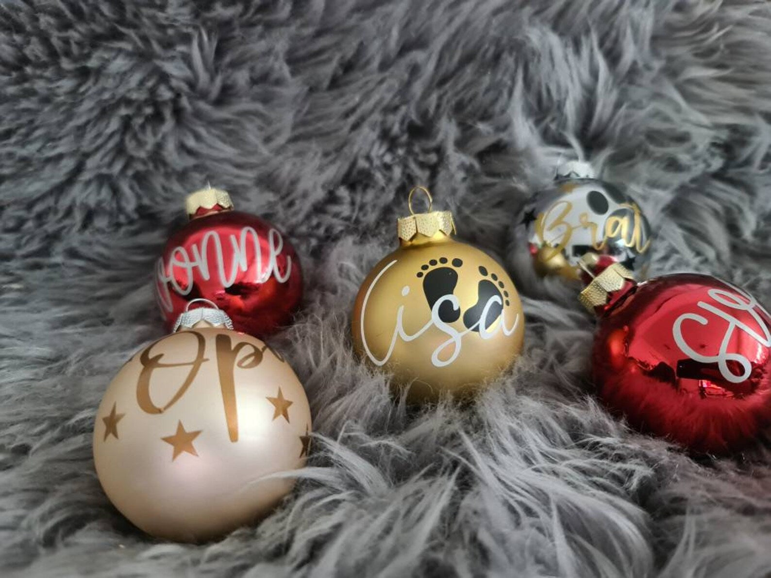 Weihnachtskugel Aufkleber, Schriftzug, inkl. Sterne, Christbaumkugel