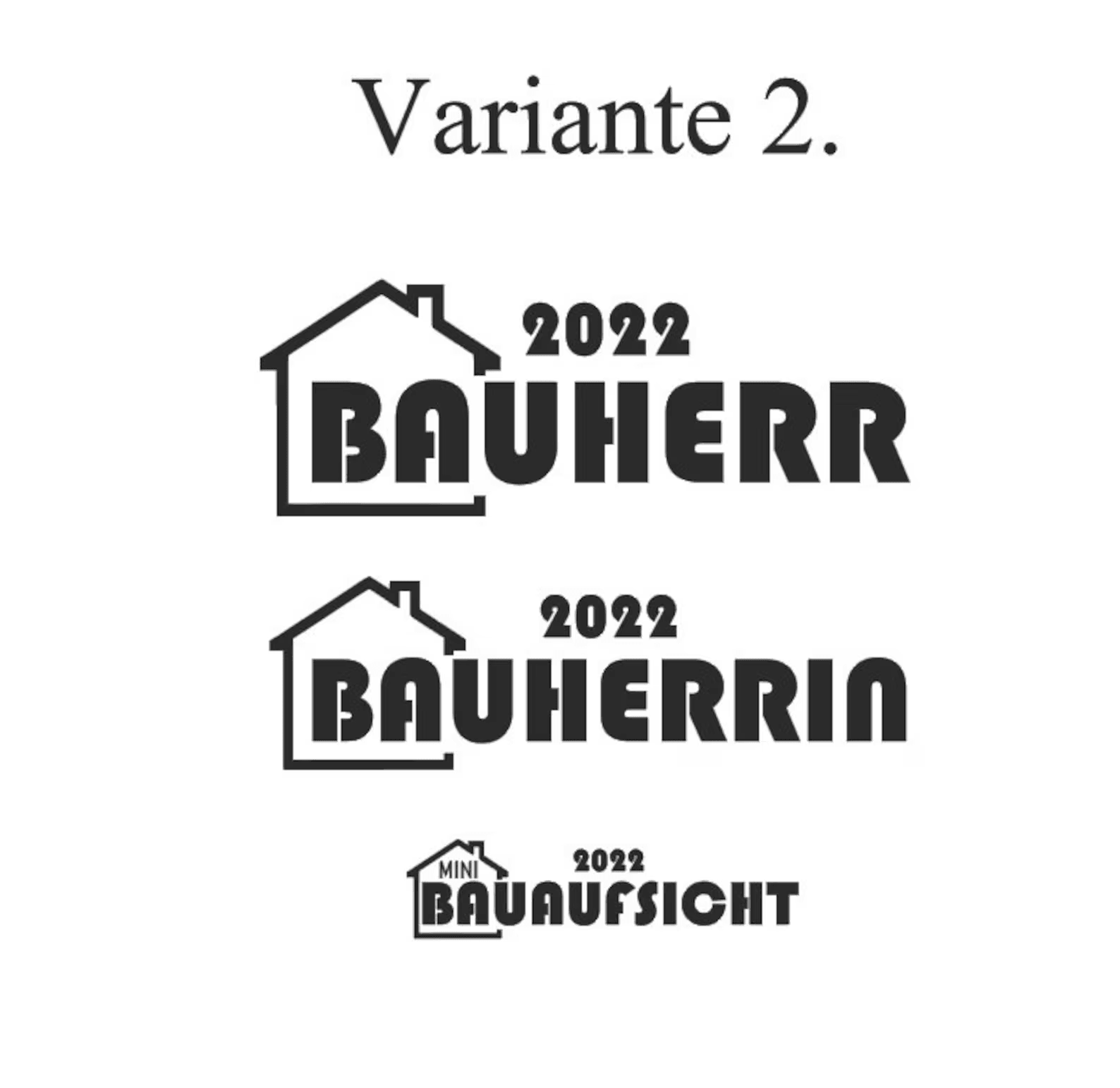 Schriftzug, Bügelbild, Bauherr, Bauherrin, Textilien, personalisiert