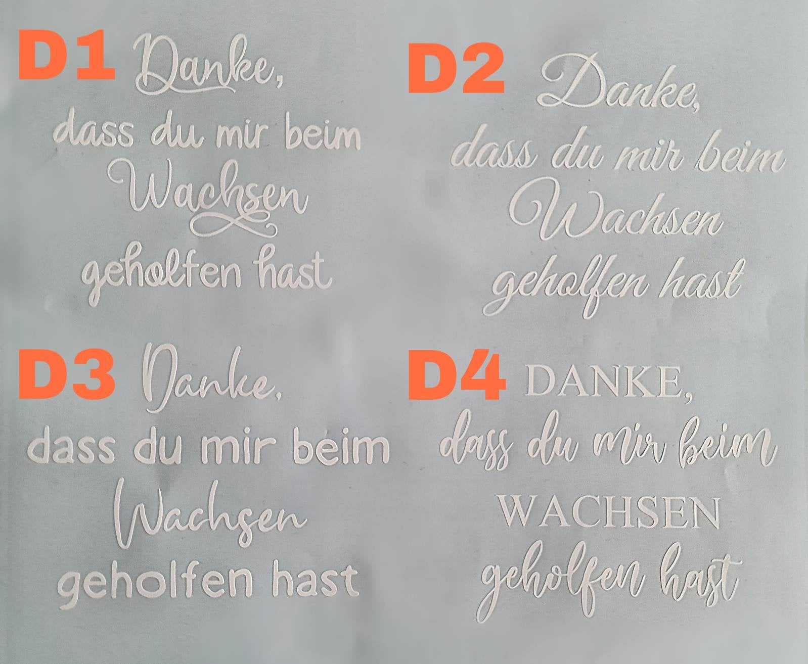 Blumenstecker Acryl Plexiglas, Schriftzug, Danke, dass du mir beim Wachsen geholfen hast, Blumentopf, Kindergarten, Schule, Kita